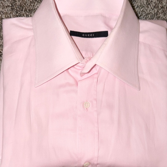 Gucci Men's Light Pink Button Up Dress Shirt Neck 16 - Picture 8 of 9